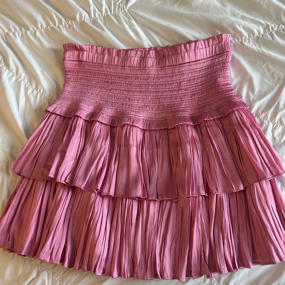 Pink Smocked Bubble Mini Skirt